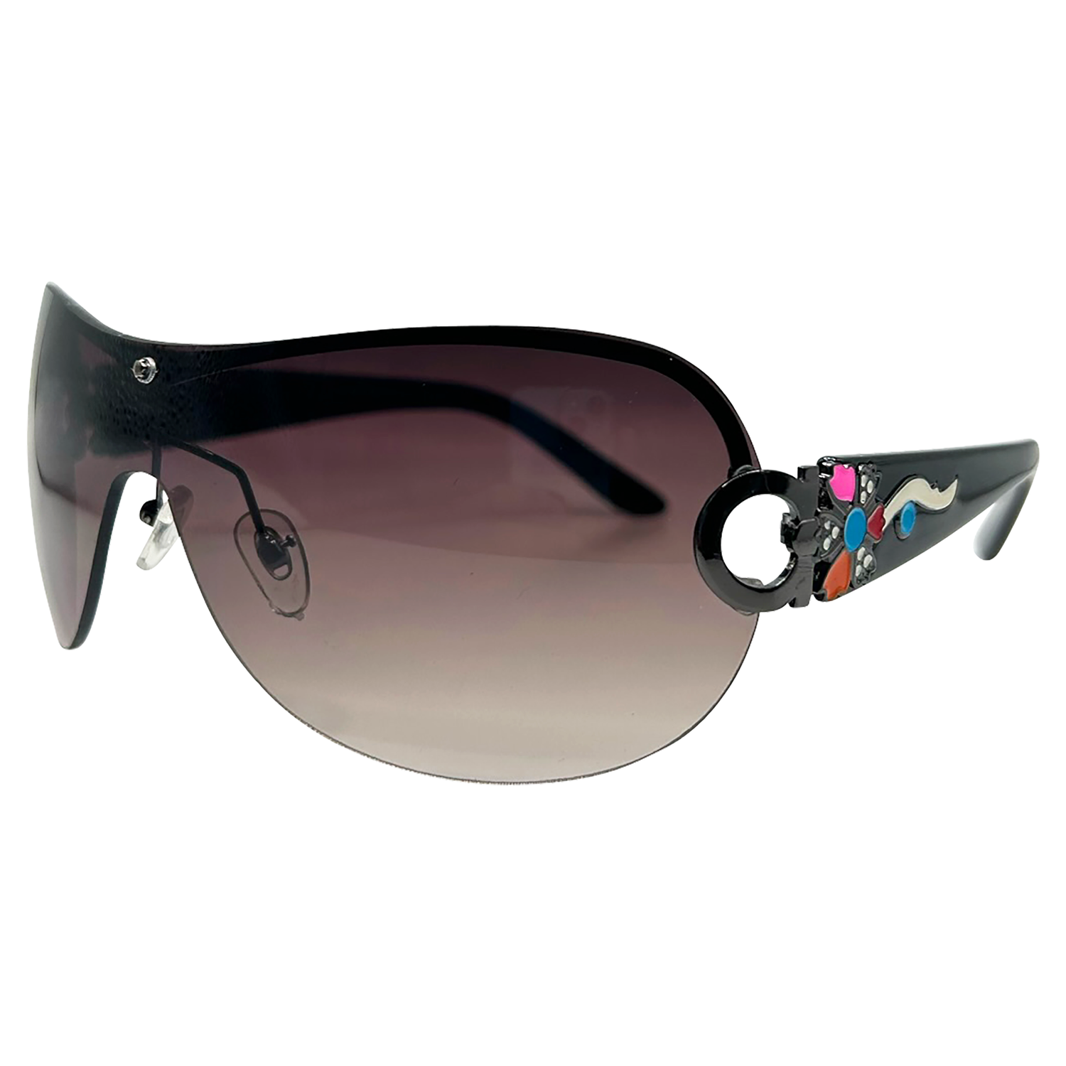 YSABEL Rimless Shield SunglassesBlack/Smoke-Giant Vintage Eyewear